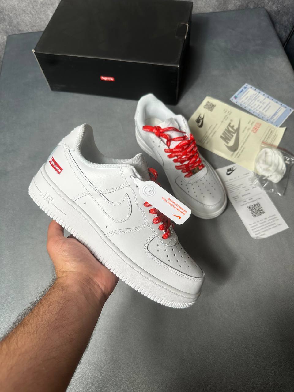 Nike Air Force 1 X Supreme in White Mens Shoes Best Sale UK Reps AAA Quality