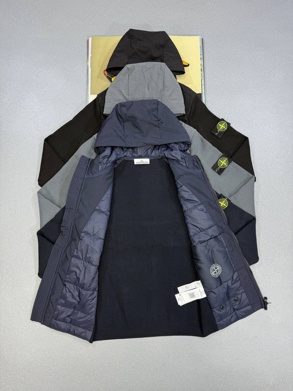 Stone Island Logo-Appliqued Crinkle Reps Nylon And Ribbed Wool Mens Jackets in Multiple Colors UK Reps AAA Quality