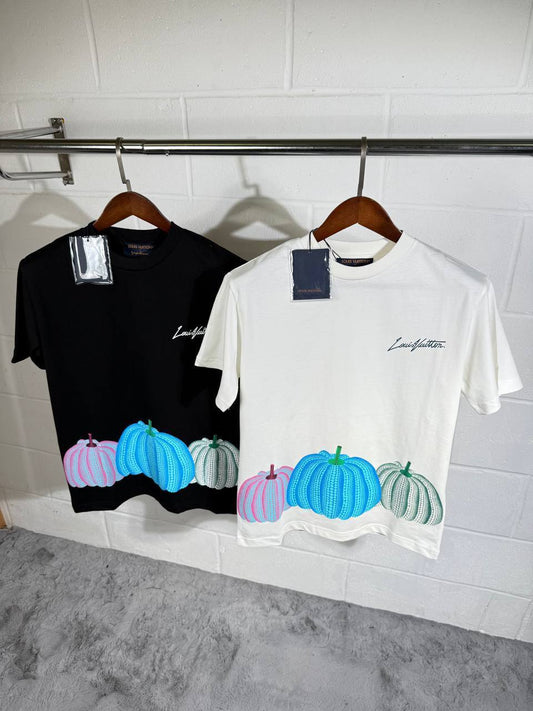 Louis Vuitton Pumpkin Print Cotton T-Shirts Mens in 2 Colors Best Sale UK Reps AAA Quality