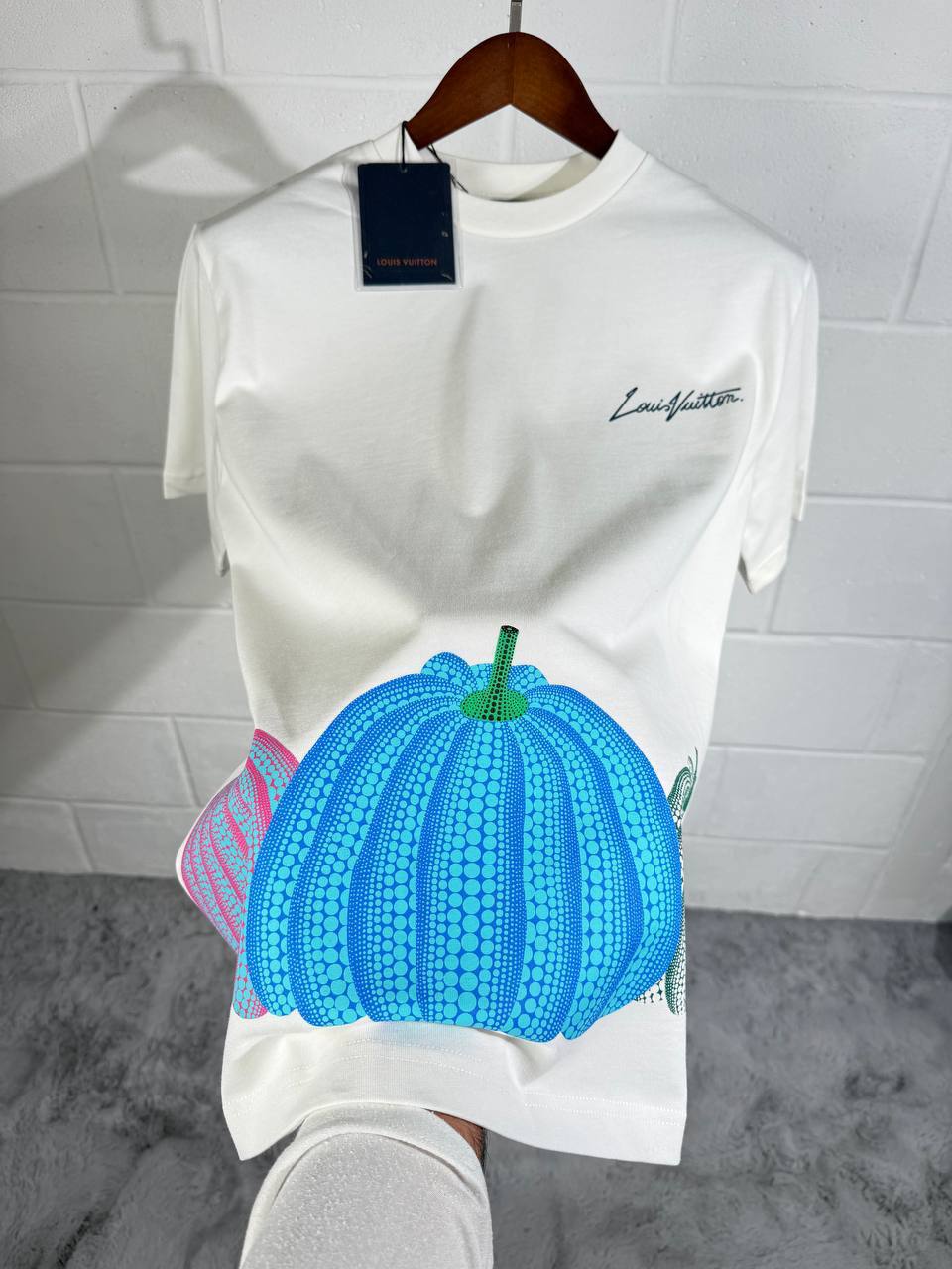 Louis Vuitton Pumpkin Print Cotton T-Shirts Mens in 2 Colors Best Sale UK Reps AAA Quality