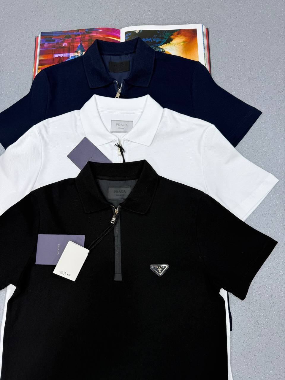 Prada Quarter-Zip Polo Shirts Mens in Multiple Colors UK Reps AAA Quality