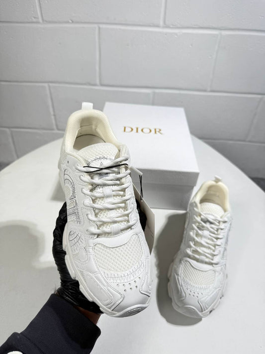 Christian Dior Chrono Sneaker Mesh in All White Womens UK Reps AAA Quality