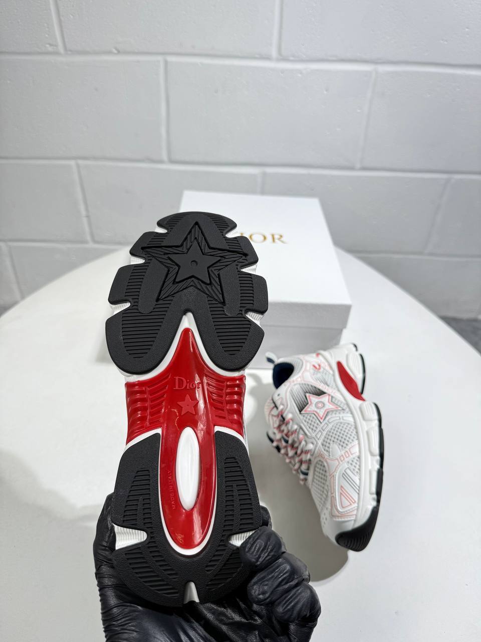 Christian Dior Chrono Sneaker Mesh in Red/Black Womens UK Reps AAA Quality