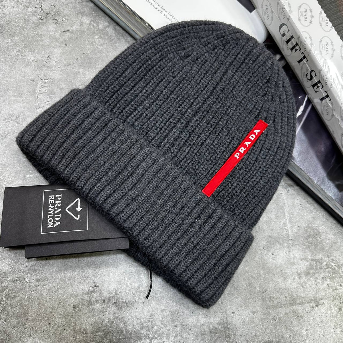 Prada Linea Rossa Ribbed Knit Beanie UK Reps Premium Quality