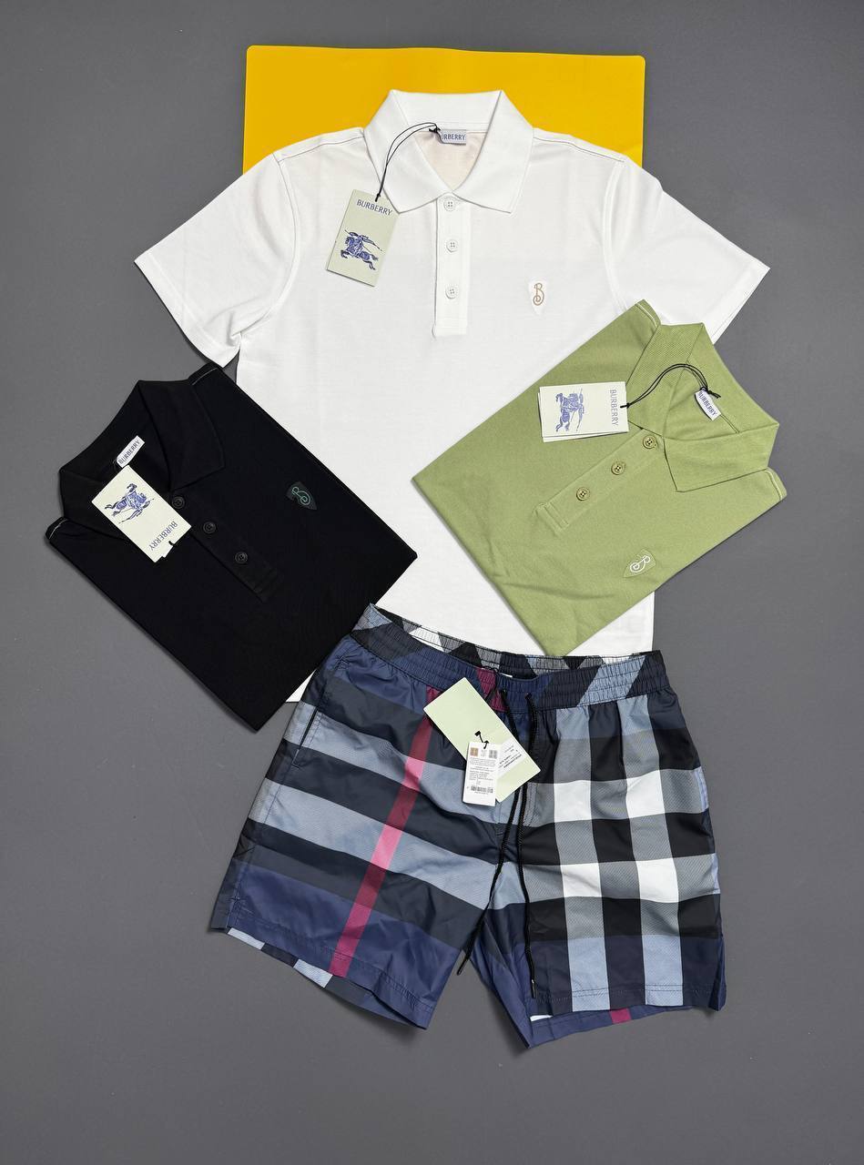 Burberry Logo-Embroidered Polo Shirts & Shorts Sets Fashion Mens in Multiple Colors Best Sale UK Reps AAA Quality