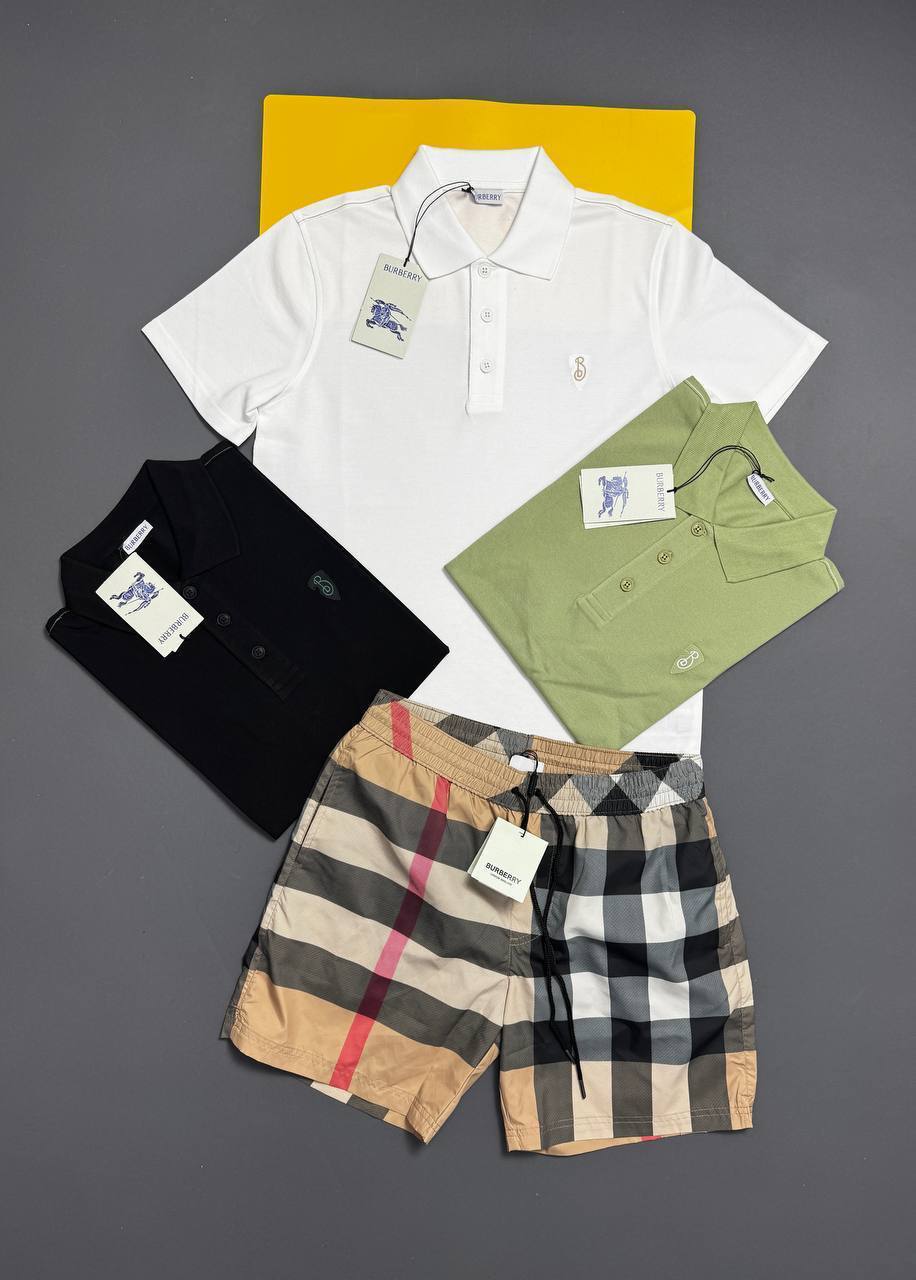 Burberry Logo-Embroidered Polo Shirts & Shorts Sets Fashion Mens in Multiple Colors Best Sale UK Reps AAA Quality