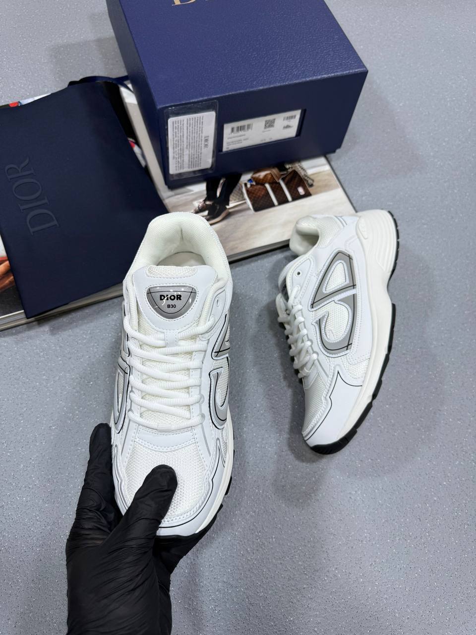 DIOR B30 Countdown Trainers Mens White Mesh Technical Fabric UK Reps AAA Quality