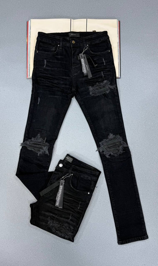 Amiri Patchwork Denim Jeans Mens in Black Multiple Waist Sizes Best Sale UK Reps AAA Quality