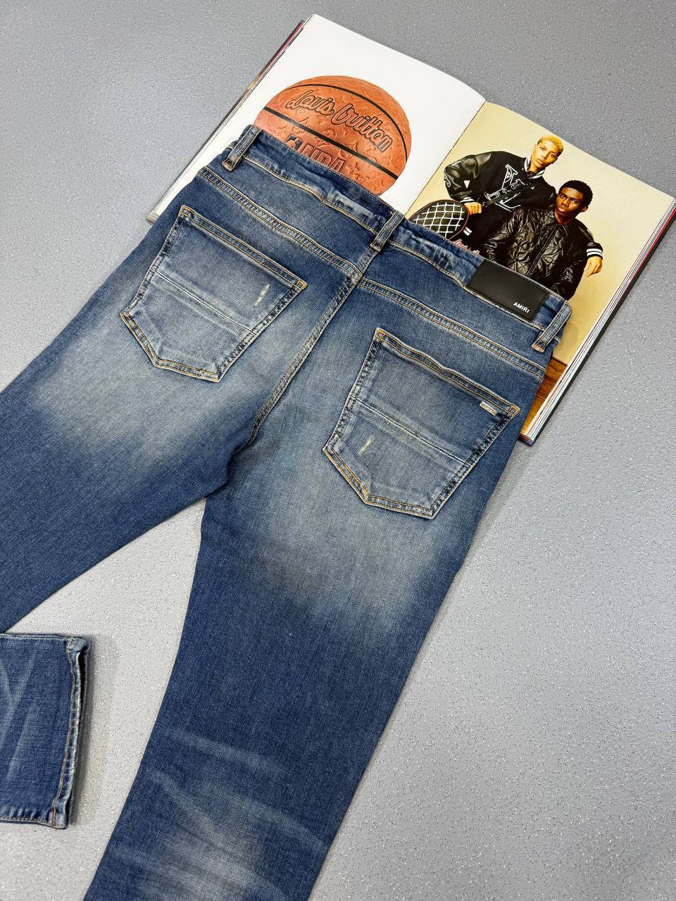 Amiri Blue Stitch Site Denim Rocker Jeans Mens Multiple Waist Sizes Best Sale UK Reps AAA Quality