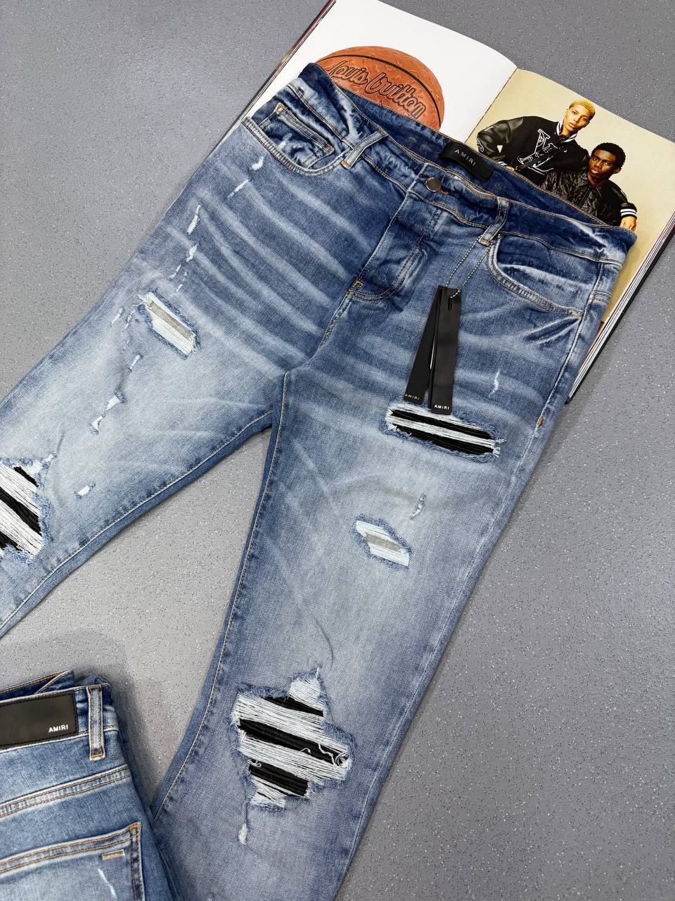 Amiri Blue Stitch Site Denim Rocker Jeans Mens Multiple Waist Sizes Best Sale UK Reps AAA Quality