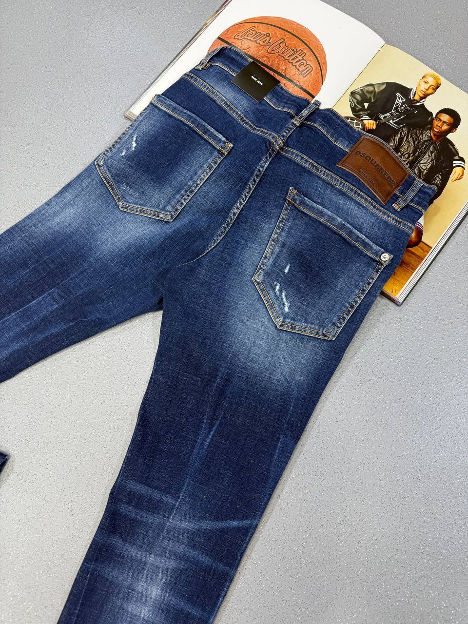 DSQUARED2 Tidy Biker Jeans Distressed Men's Dark Blue in Multiple Waist Sizes Best Sale UK Reps AAA Quality