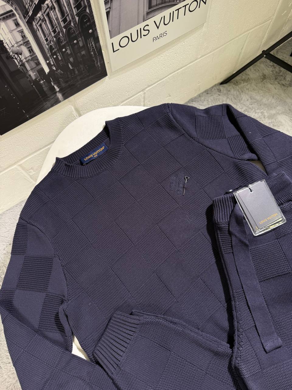 Louis Vuitton Wool Graphic Knitwear Crew Neck Full Sleeves Tracksuits in 2 Colors UK Reps AAA Quality