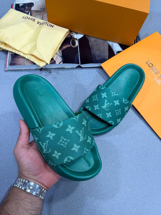 Louis Vuitton Waterfront Stylish Sliders Mens in Green Best Sale UK Reps AAA Quality