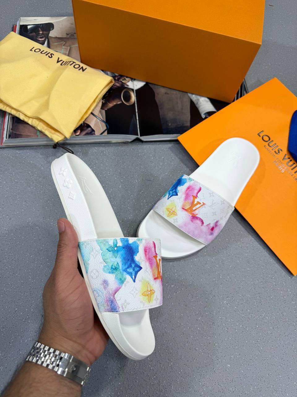 Louis Vuitton Multicolour Waterfront Stylish Sliders Mens Best Sale UK Reps AAA Quality