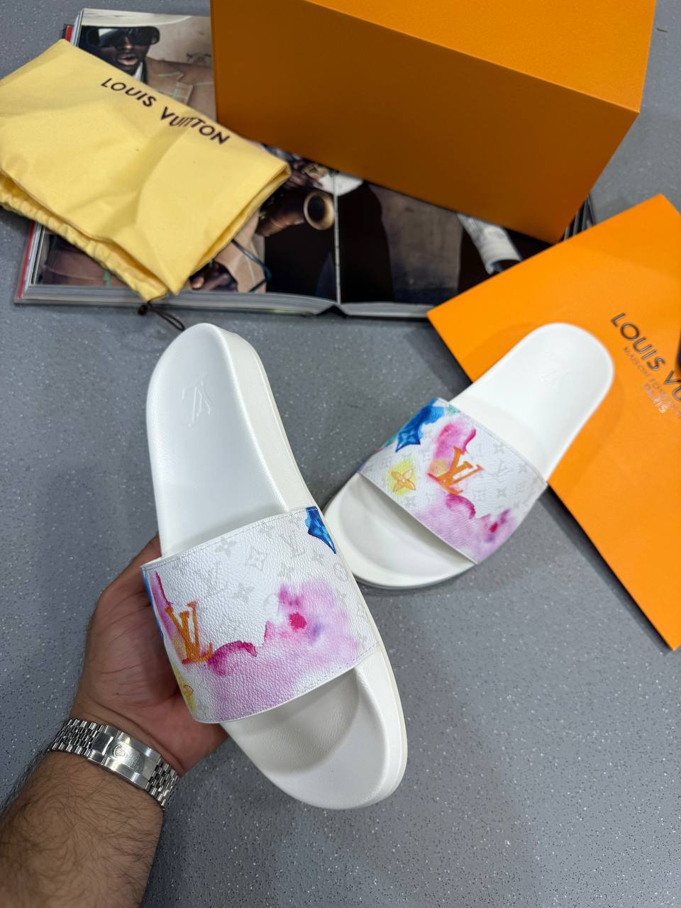 Louis Vuitton Multicolour Waterfront Stylish Sliders Mens Best Sale UK Reps AAA Quality