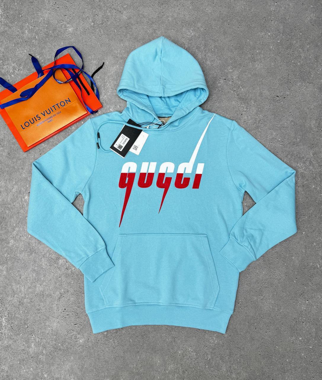 Gucci Blade Logo Printed Cotton Crew Neck Mens Hoodie in Multiple Colors UK Reps AAA Quality