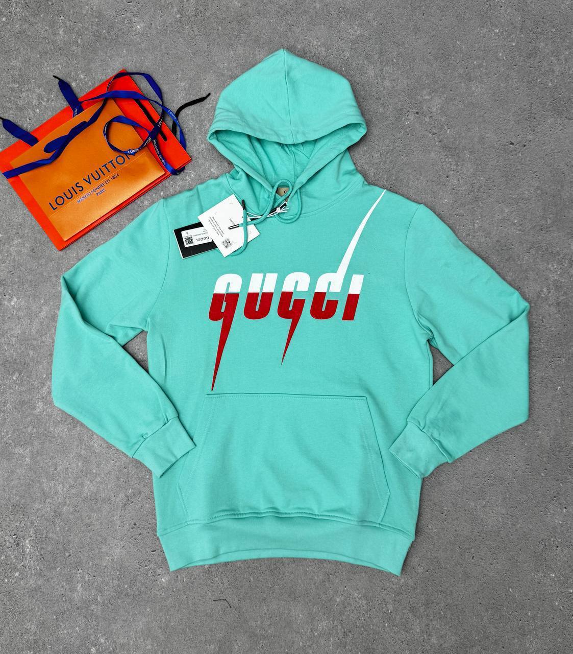 Gucci Blade Logo Printed Cotton Crew Neck Mens Hoodie in Multiple Colors UK Reps AAA Quality