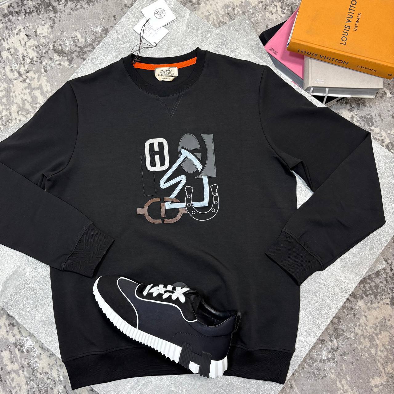 Hermes Crewneck Puzzle Logo Mens Jumpers in Multiple Colors UK Reps AAA Quality