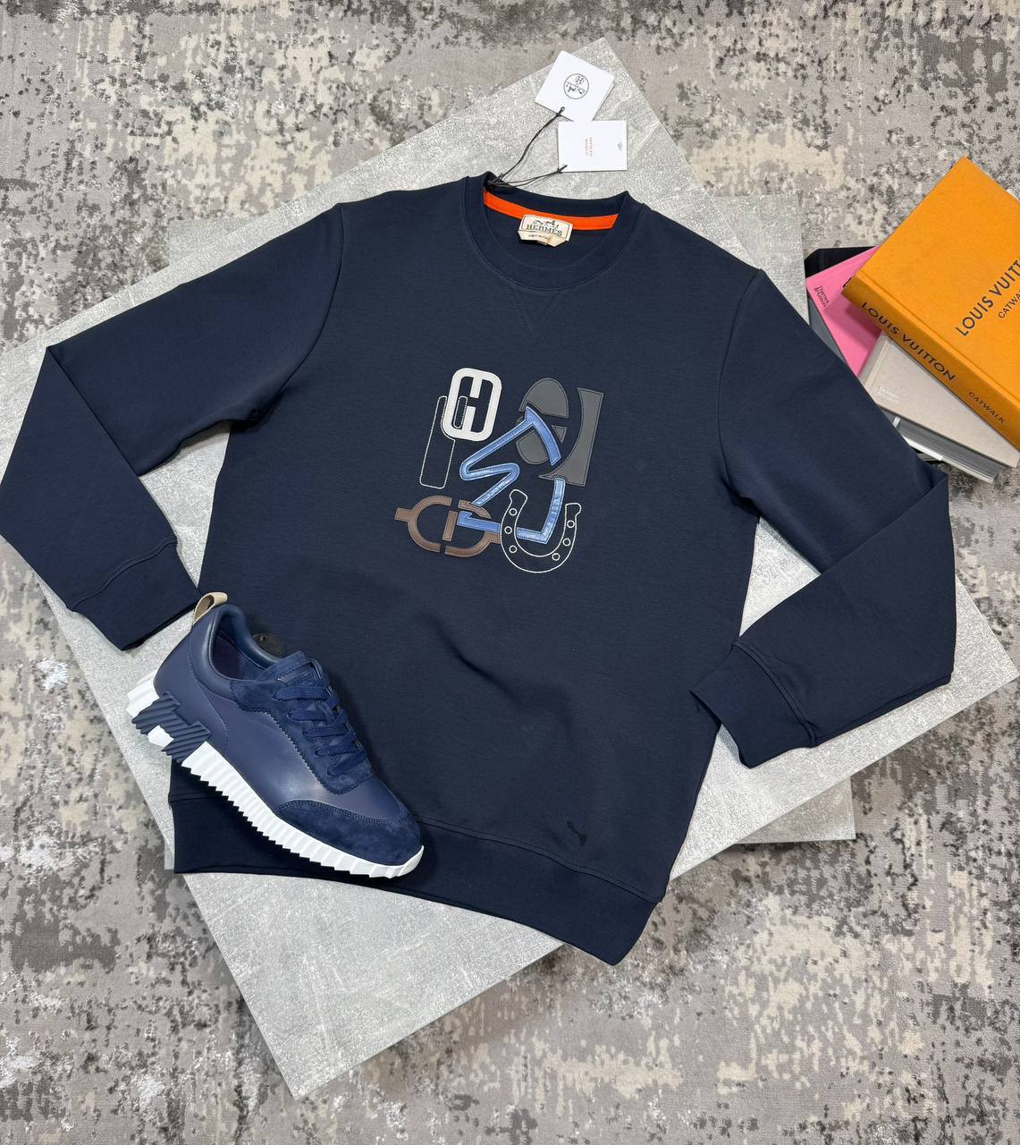 Hermes Crewneck Puzzle Logo Mens Jumpers in Multiple Colors UK Reps AAA Quality