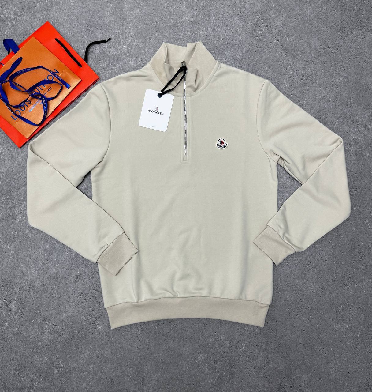 Moncler Logo-Patch Half Zipped Sweatshirts Mens Fashion Best Sale UK Reps AAA Quality