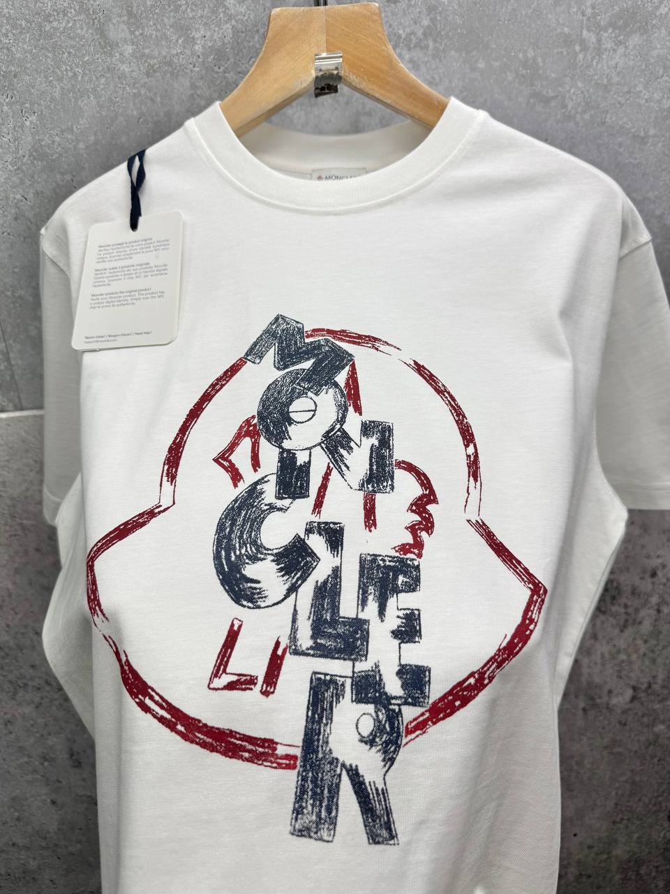 Moncler Logo Print Text Branding Cotton T-Shirts Men's Short Sleeves in 2 Colors UK Reps AAA Quality