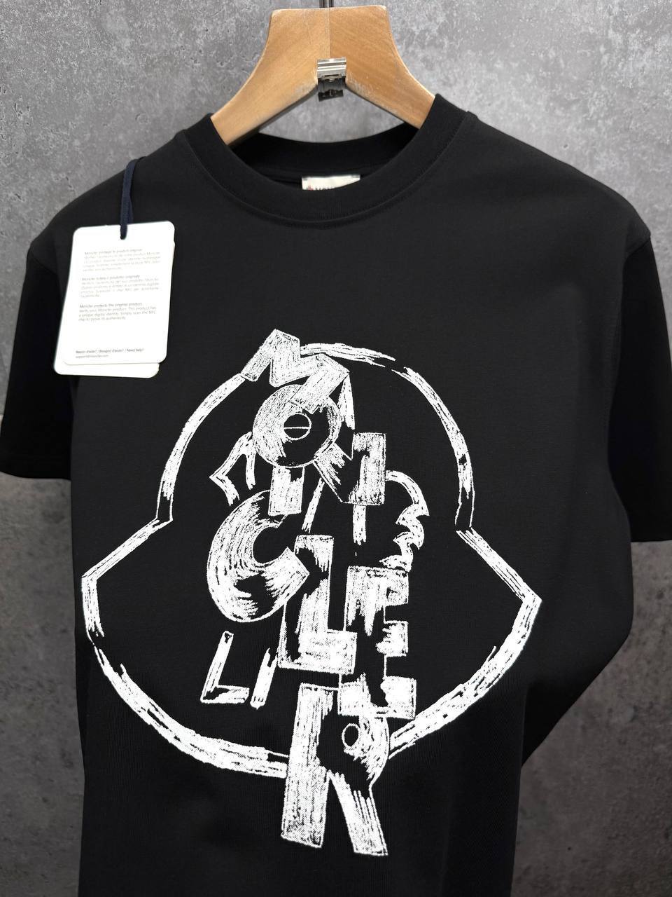 Moncler Logo Print Text Branding Cotton T-Shirts Men's Short Sleeves in 2 Colors UK Reps AAA Quality