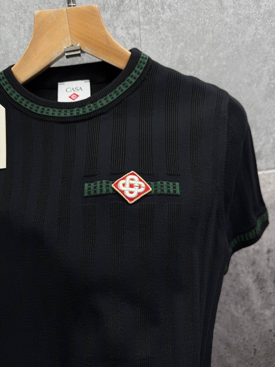 Casablanca Crew-Neck Ribbed-Knit Effect T-Shirts Mens in 2 Colors Best Sale UK Reps AAA Quality