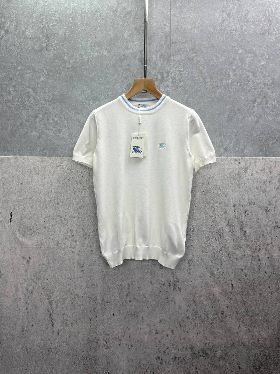 Burberry T-Shirts Mens with Striped Details in Light Blue in 2 Colors UK Reps AAA Quality