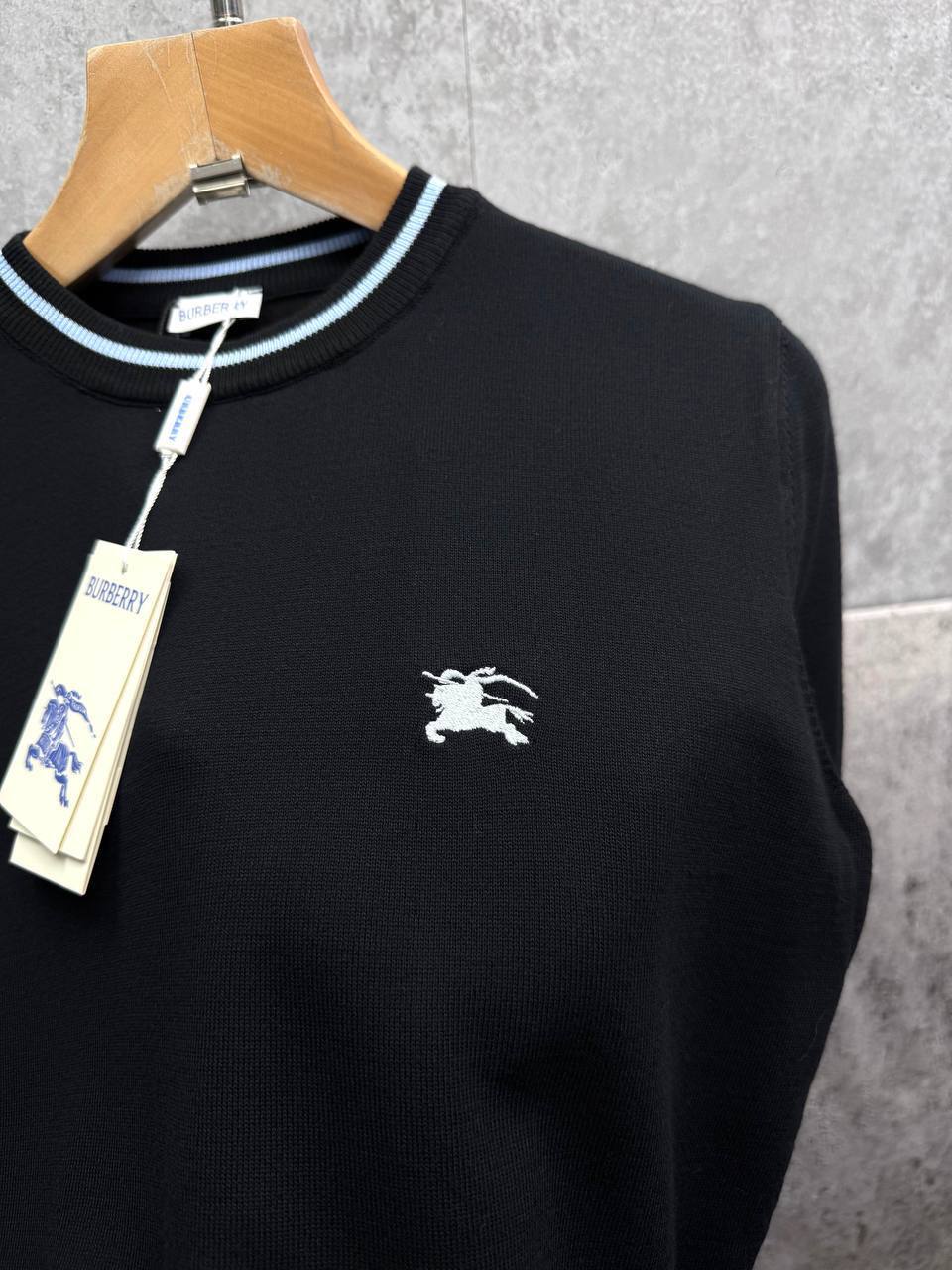 Burberry T-Shirts Mens with Striped Details in Light Blue in 2 Colors UK Reps AAA Quality