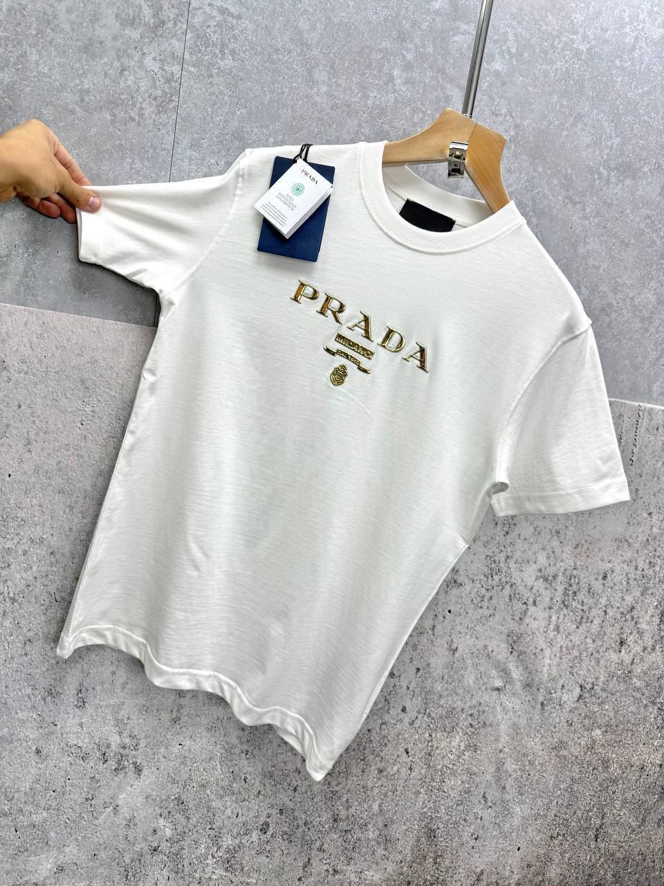 Prada Logo-Print Round Neck Cotton Jersey T-shirts in 2 Colors UK Reps AAA Quality