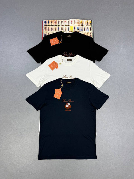 Loro Piana Logo Printed T-shirts Round Neck Mens in 2 Colors UK Reps AAA Quality