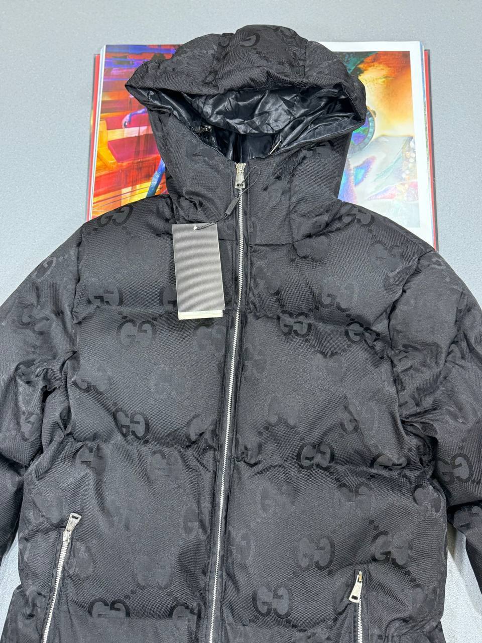Gucci Jumbo GG Puffer Canvas Jacket 'Black' Mens Best Sale UK Reps AAA Quality