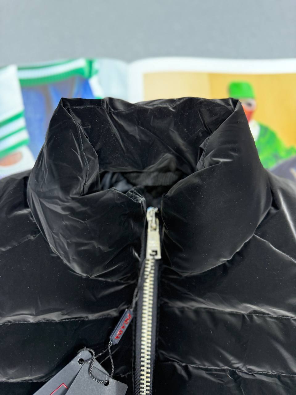 Prada Logo Padded Down Jacket in Black Mens Best Sale UK Reps AAA Quality