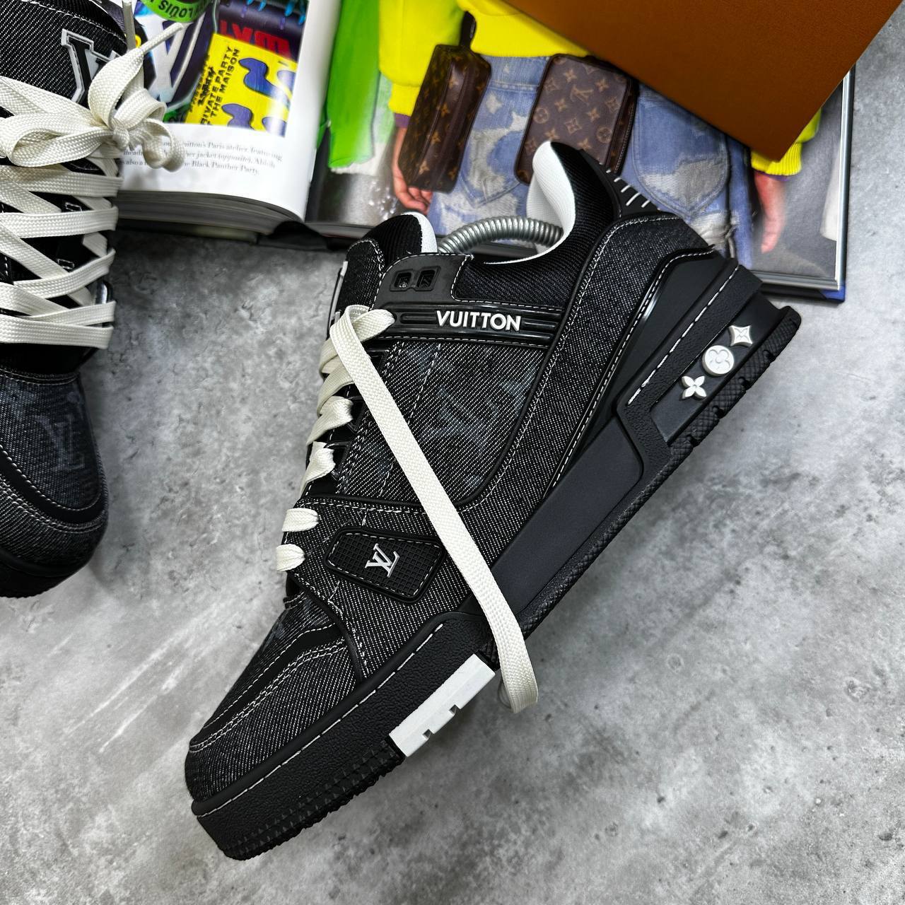 Louis Vuitton Black Denim Low-Top Canvas Mens Trainer Best Sale UK Reps AAA Quality