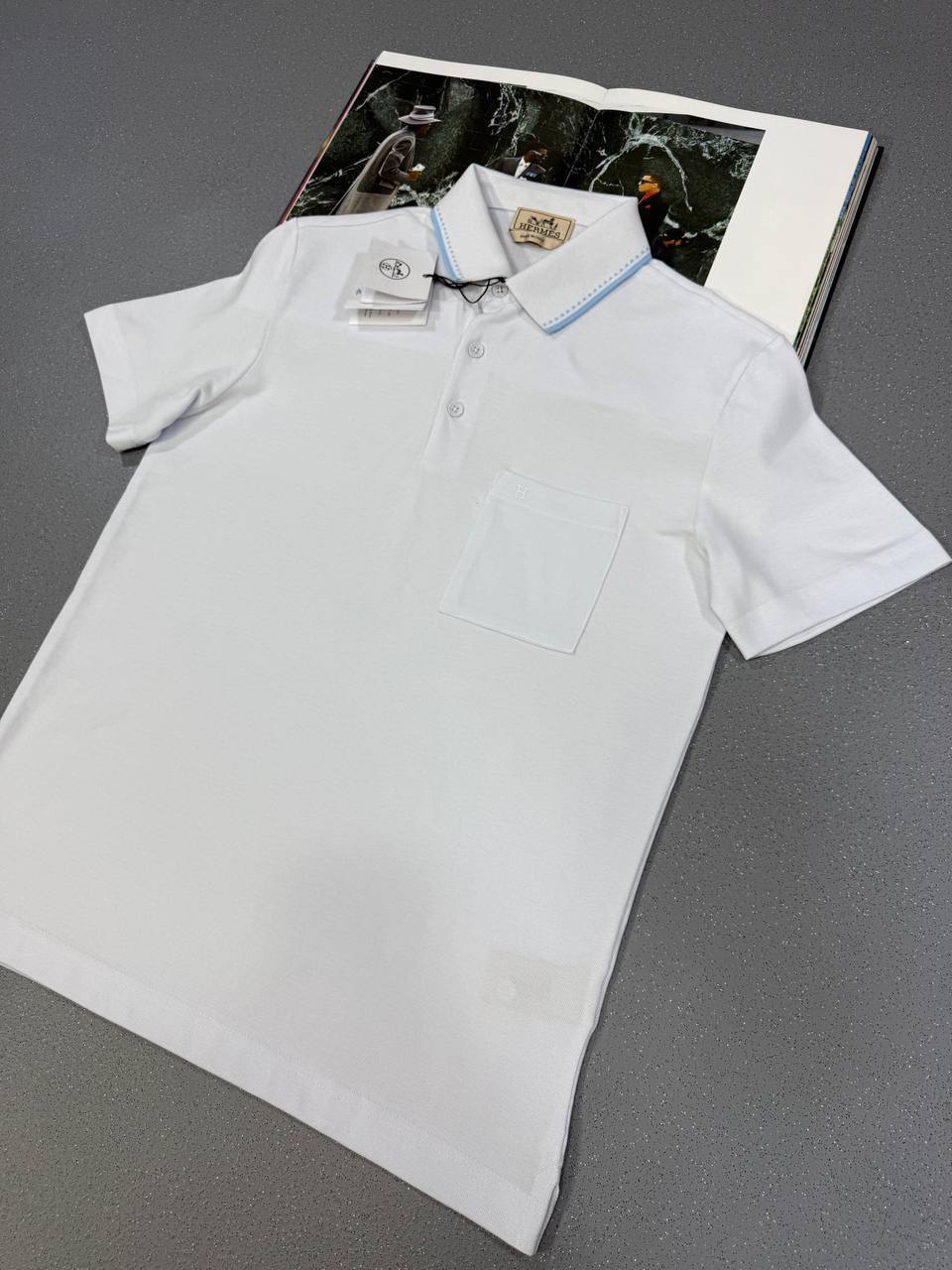 Hermes H Logo Collar Buttoned Pocket Polo Shirt in Multiple Colors Best Sale UK Reps AAA Quality
