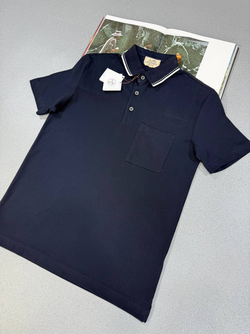 Hermes H Logo Collar Buttoned Pocket Polo Shirt in Multiple Colors Best Sale UK Reps AAA Quality