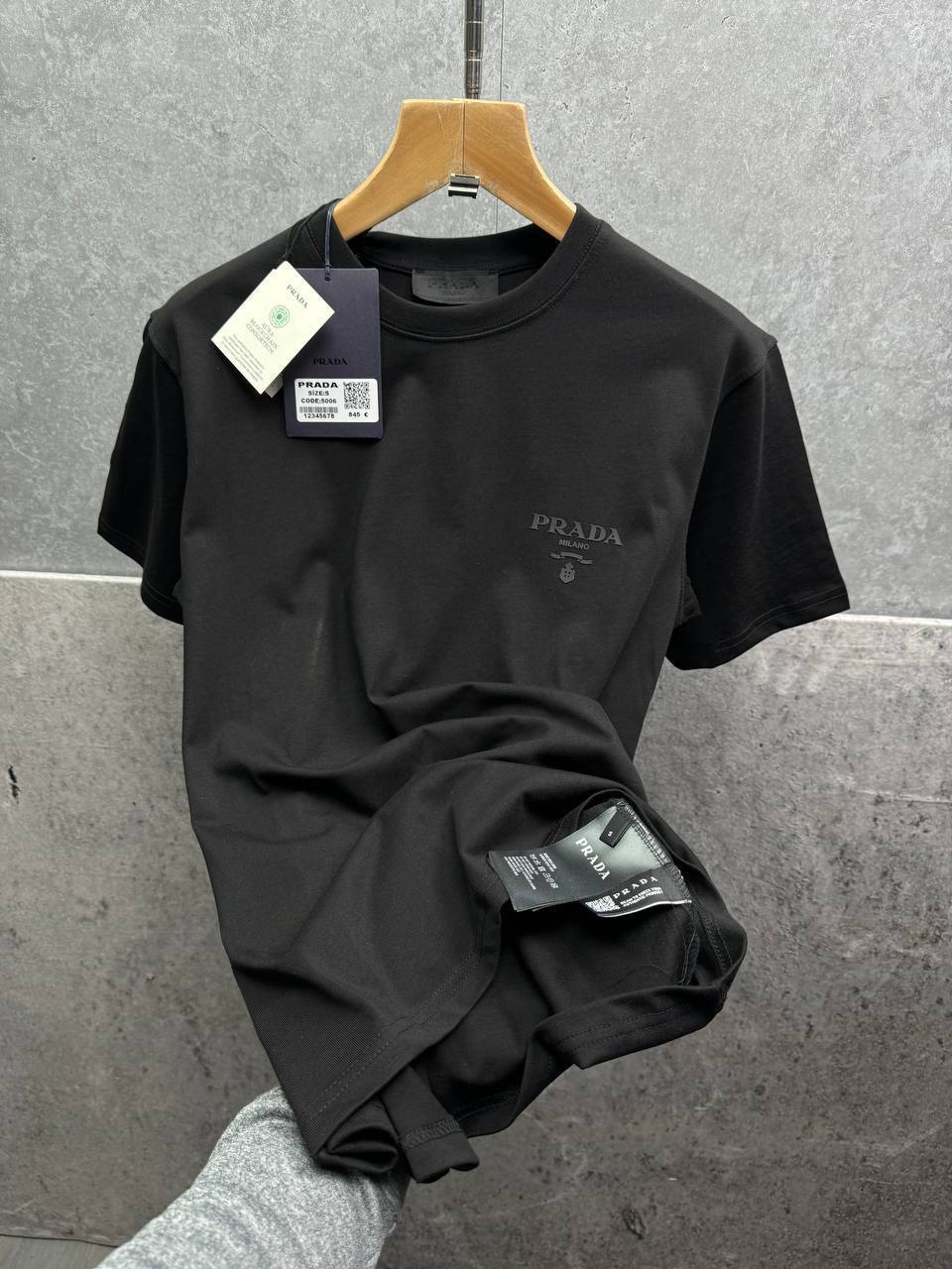 Prada Chest Logo Printed Round Neck T-Shirts Mens in 2 Colors Best Sale UK Reps AAA Quality