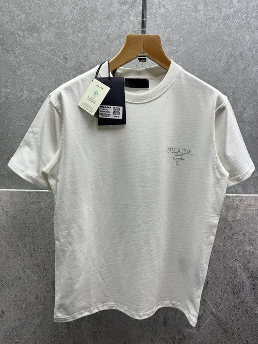 Prada Chest Logo Printed Round Neck T-Shirts Mens in 2 Colors Best Sale UK Reps AAA Quality