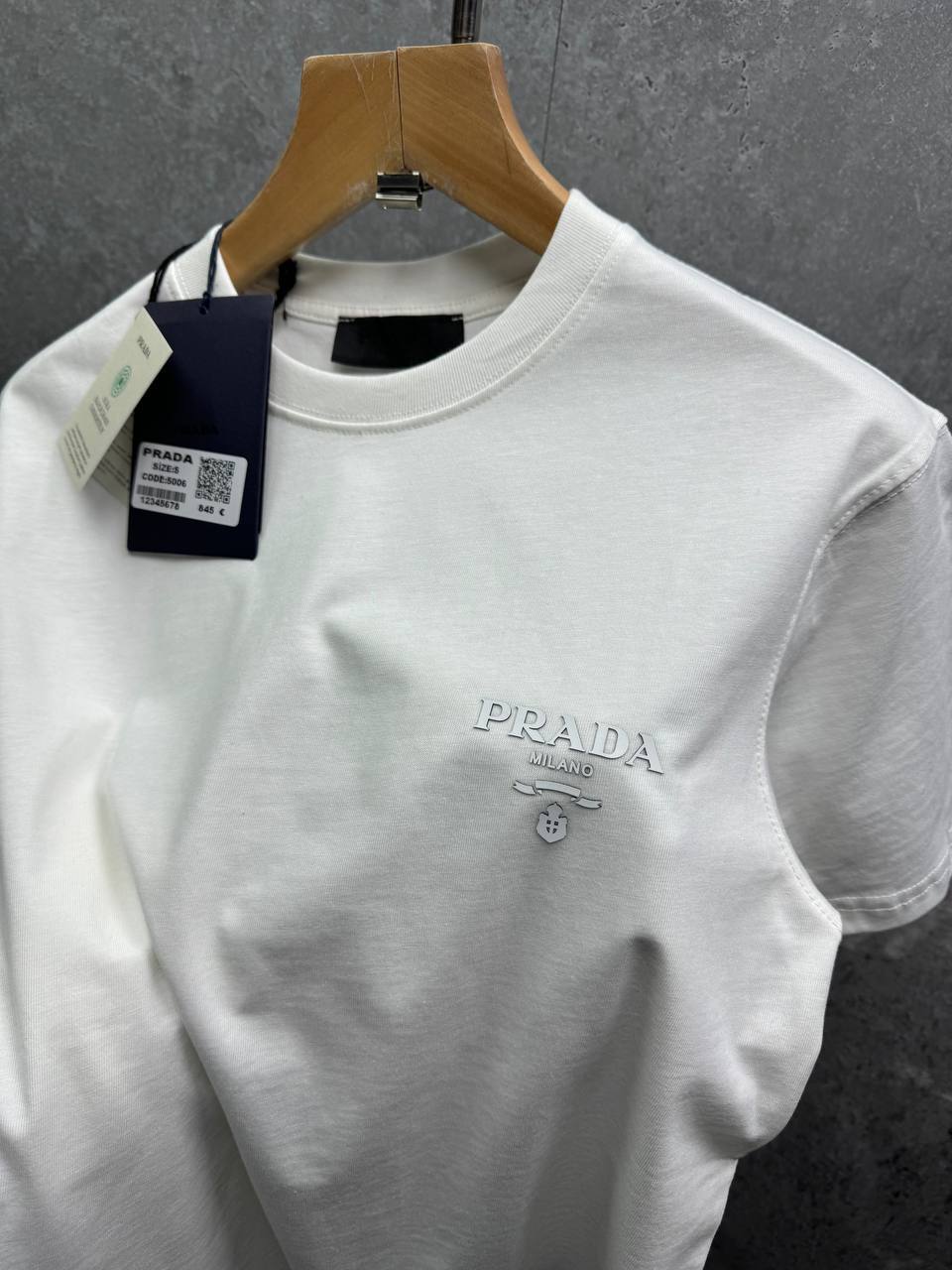 Prada Chest Logo Printed Round Neck T-Shirts Mens in 2 Colors Best Sale UK Reps AAA Quality