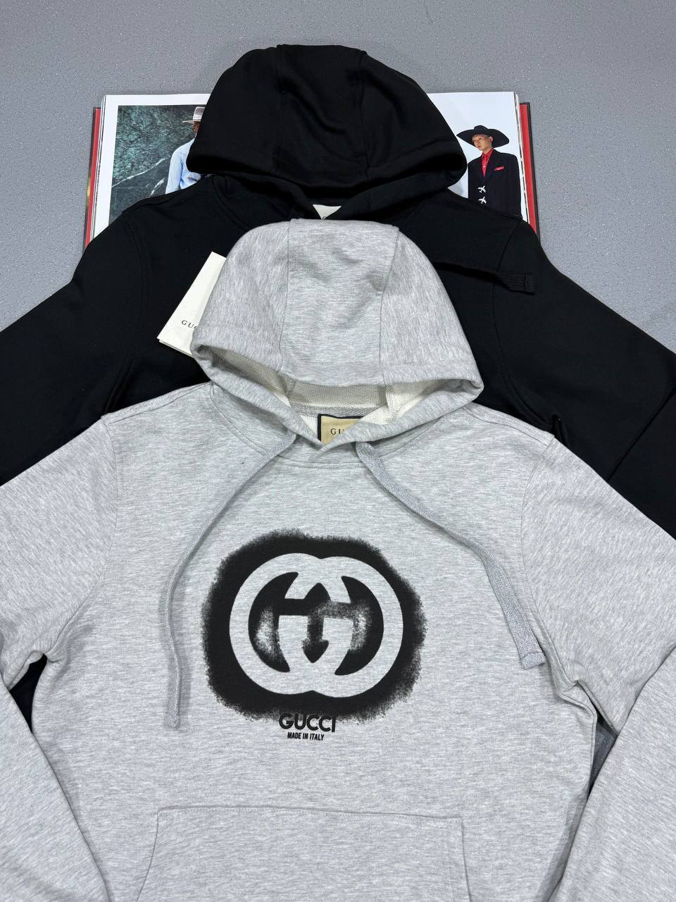 Gucci Logo-Printed Drawstring Cotton Hoodie for Men in 2 Colors UK Reps AAA Quality