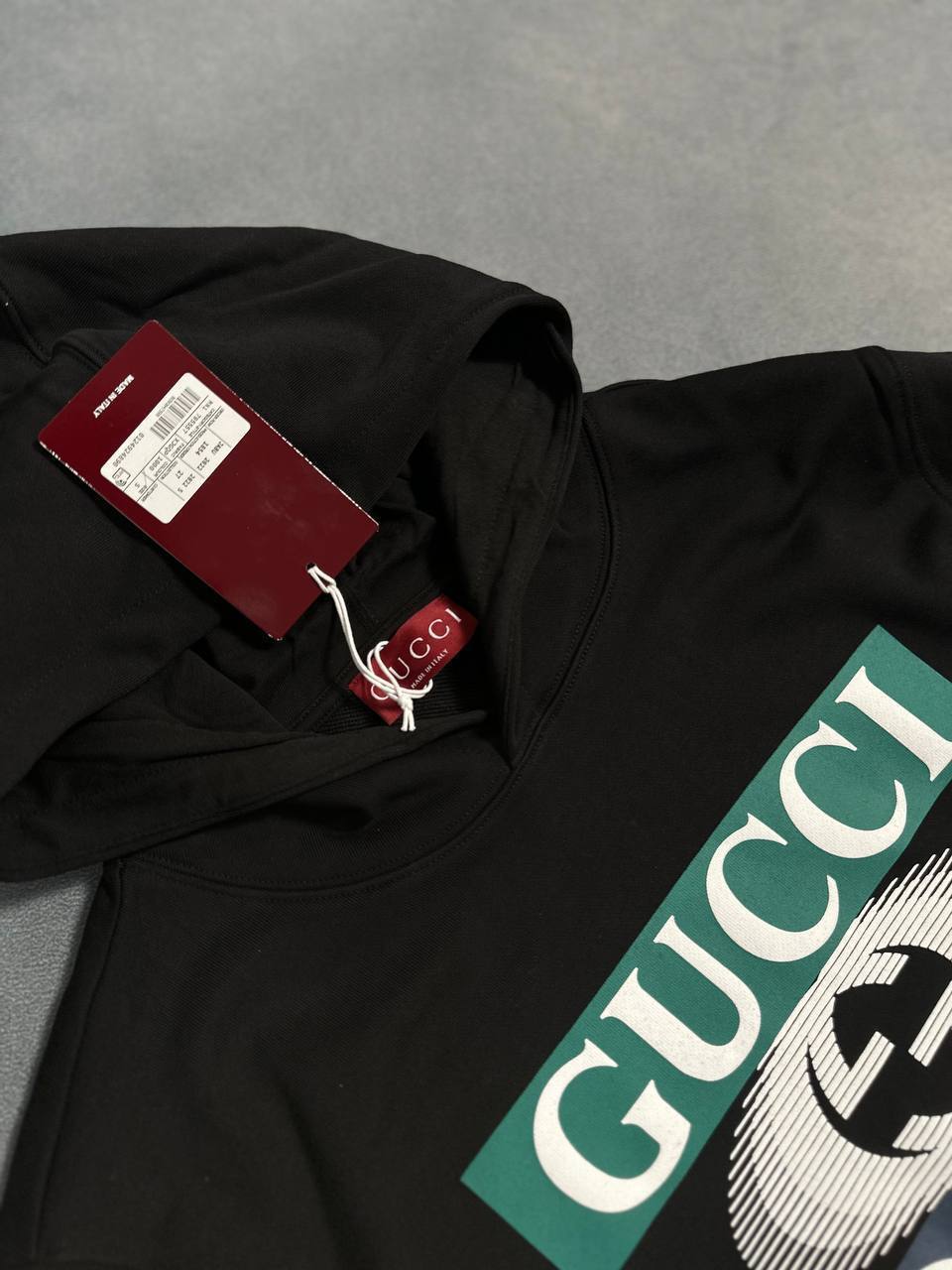 Gucci Interlocking G-Logo Cotton Hoodie for Men in Black Colors UK Reps AAA Quality