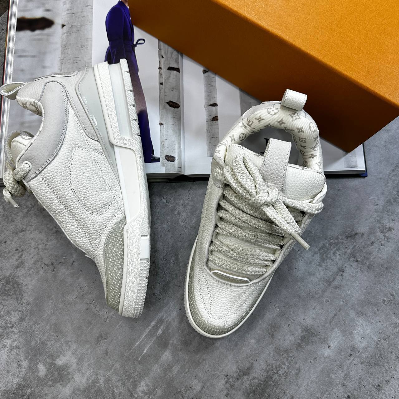 Louis Vuitton LV Low Top Skate Sneakers Grey Mens Best Sale UK Reps AAA Quality