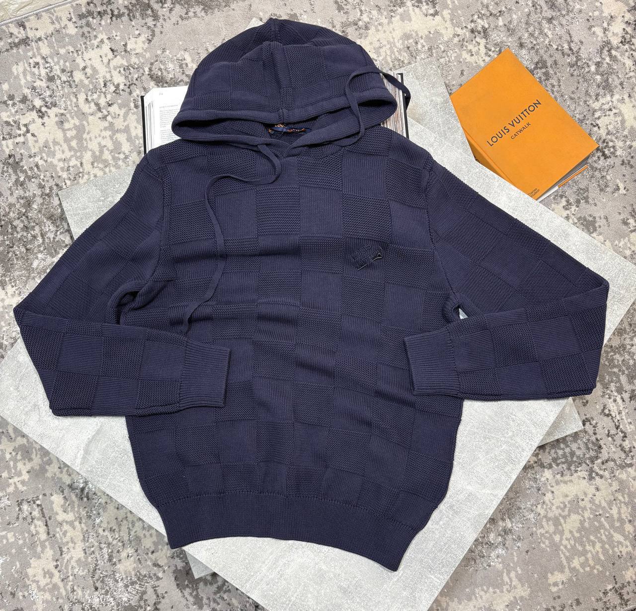 Louis Vuitton Wool Graphic Knitwear Crew Neck Full Sleeves Hoodie Tracksuits in 2 Colors UK Reps AAA Quality