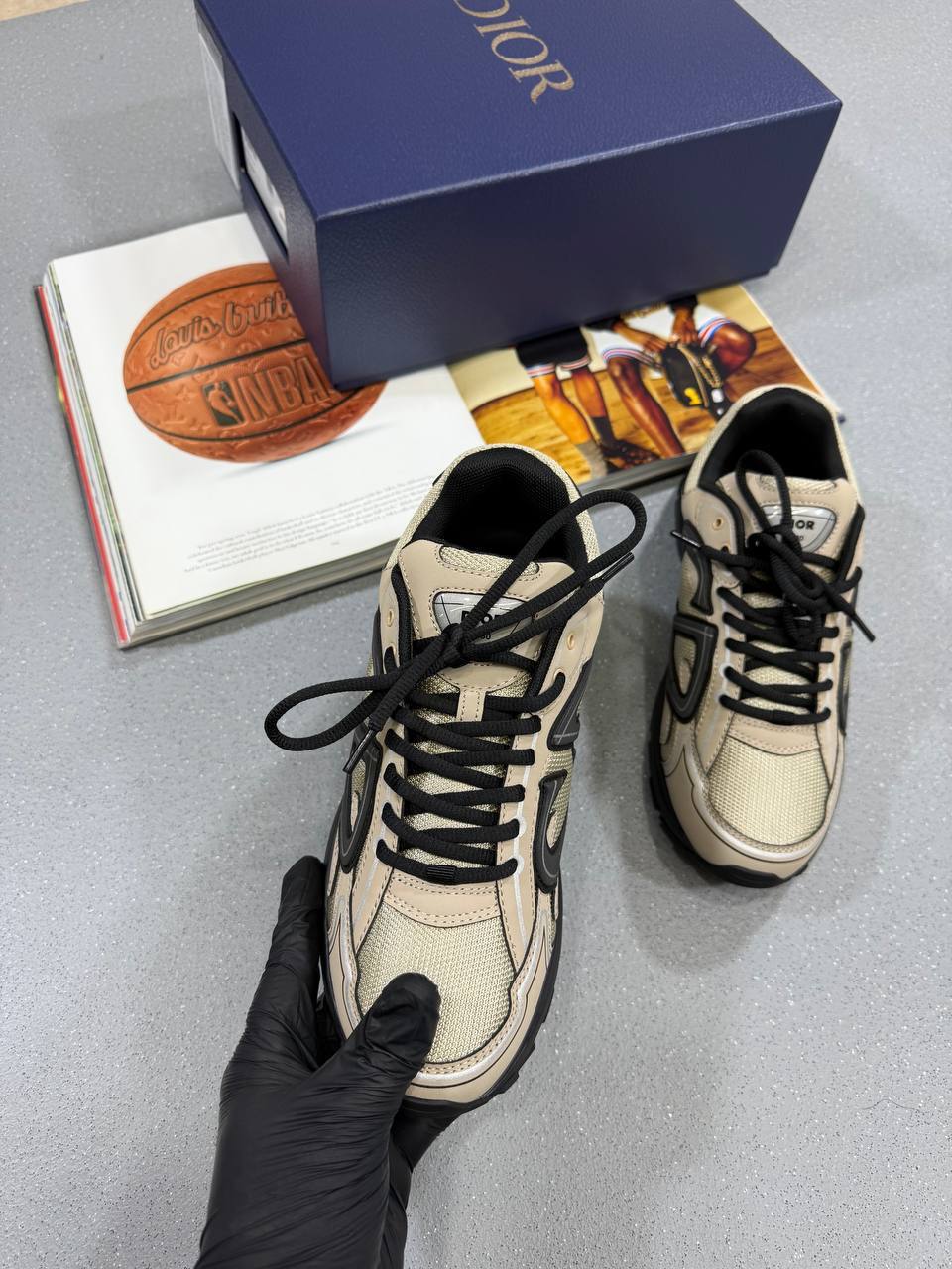 Christian Dior B30 Countdown Sneaker Technical Mesh Mens in Beige Color UK Reps AAA Quality