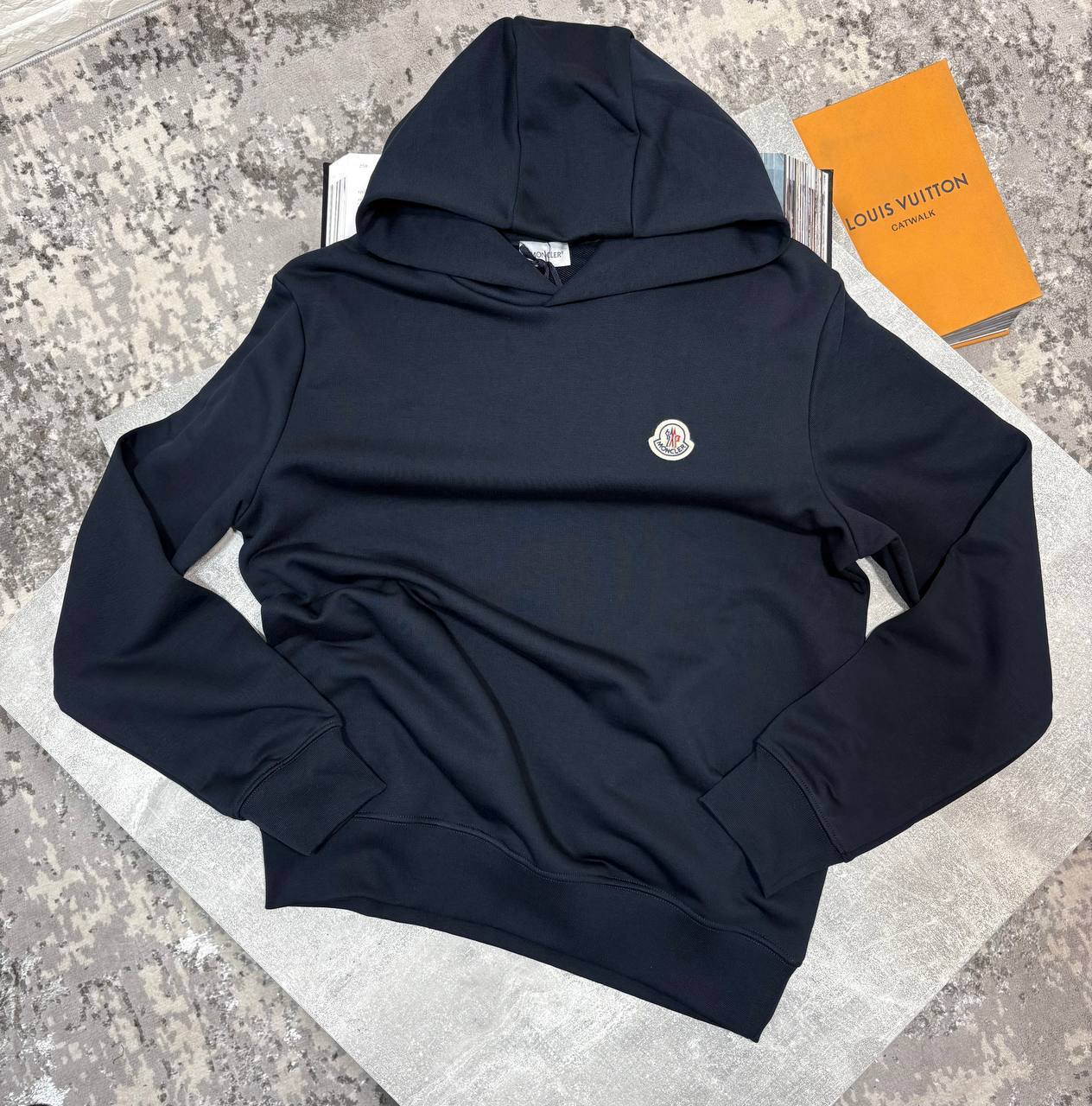 Moncler Black Logo Patch Cotton Hoodies in Multiple Colors Mens UK Reps AAA Quality