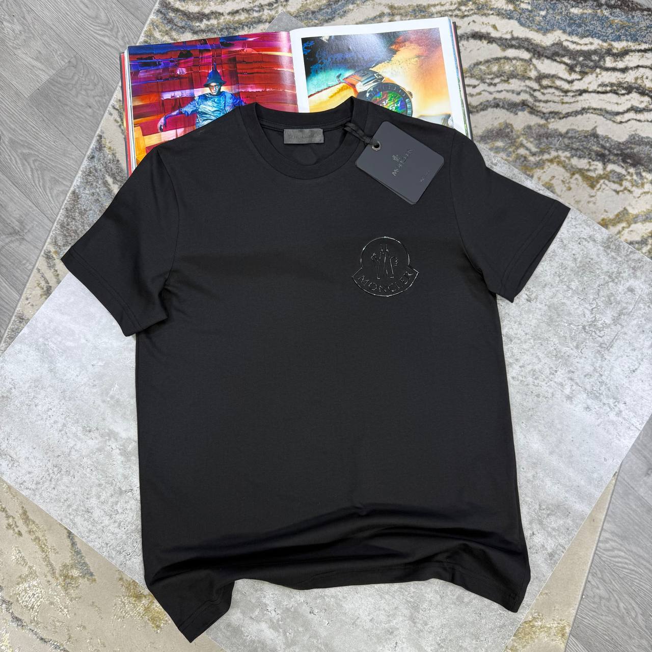 Moncler Logo-Flocked Appliqued Cotton-Jersey T-Shirt Mens in Multiple Colors Best Sale UK Reps AAA Quality