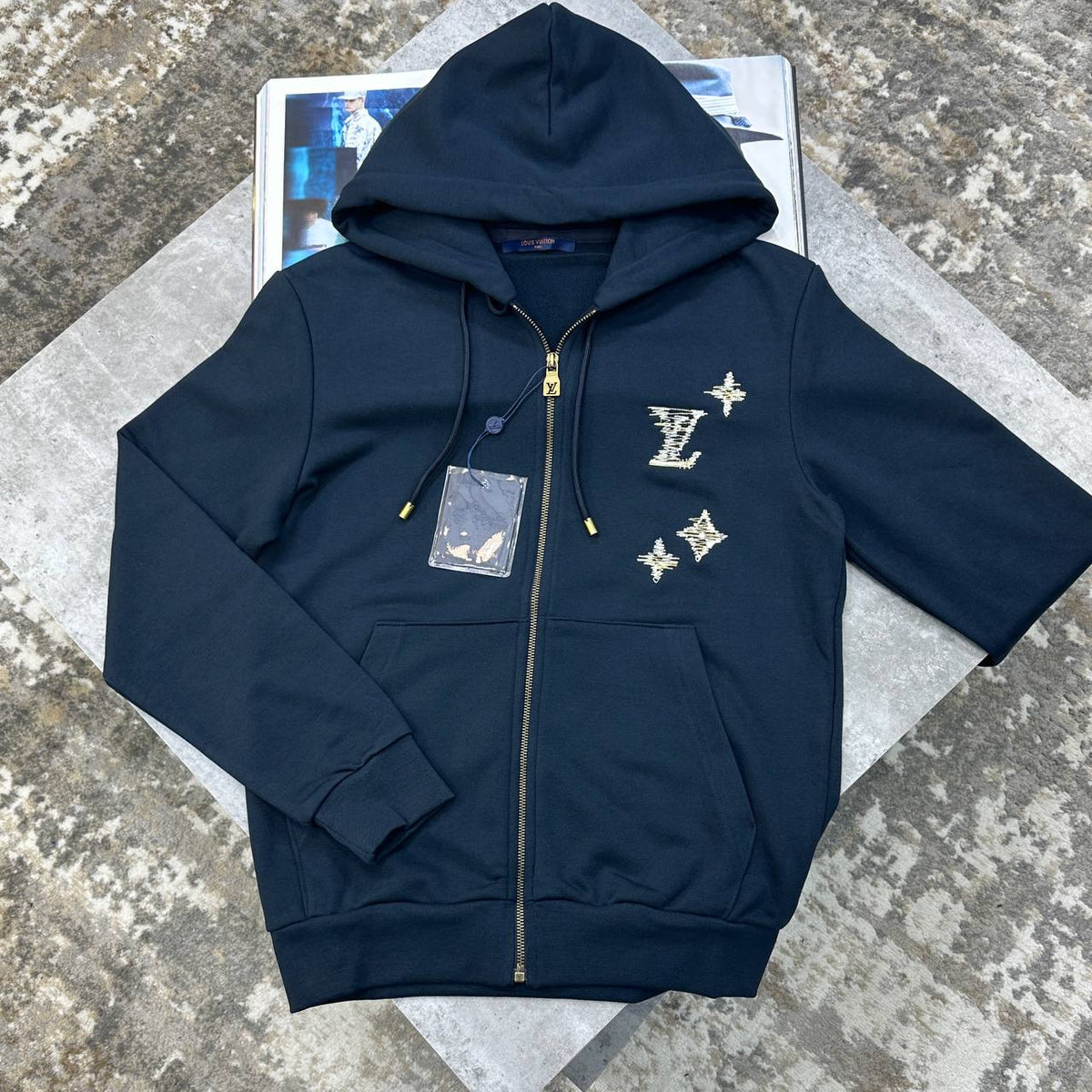 Louis Vuitton Monogram Embroidery Zipped Hoodie Mens UK Reps Superclone Quality