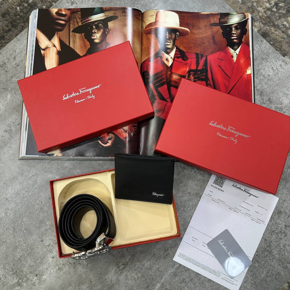 Ferragamo Gancini Belt and Bifold Wallet Sets Mens Black UK Reps Superclone Quality