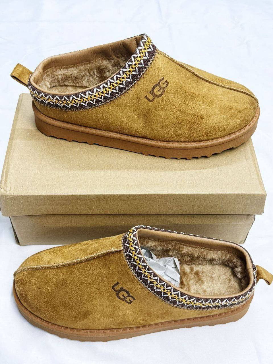 Aus Wooli Ugg Croydon Sheepskin Wool Ankle Braid Sliders Womens in Brown Color Best Sale UK Reps AAA Quality