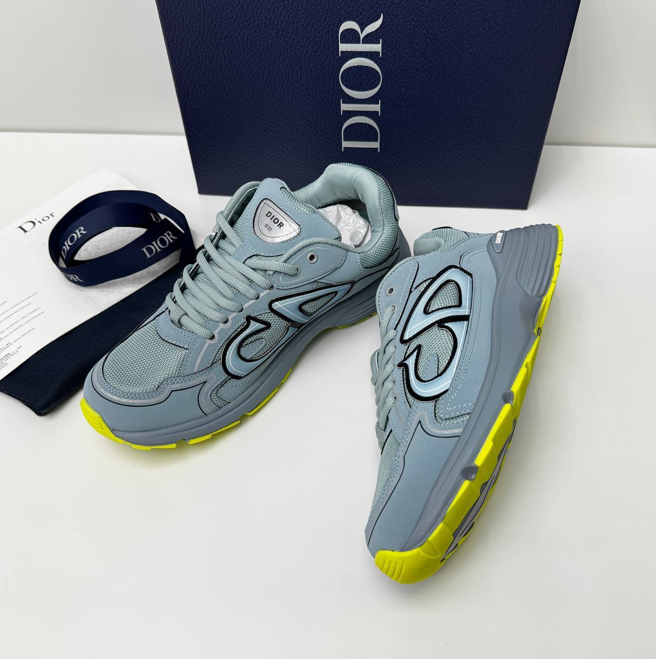 Christian Dior B30 in Blue Neon Yellow Color Mens Trainers Best Sale UK Reps AAA Quality